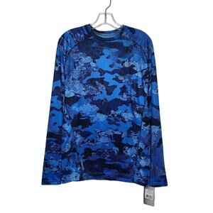NWT Champion WarmCtrl Cold Weather Crew blue camo long sleeve shirt - MEDIUM